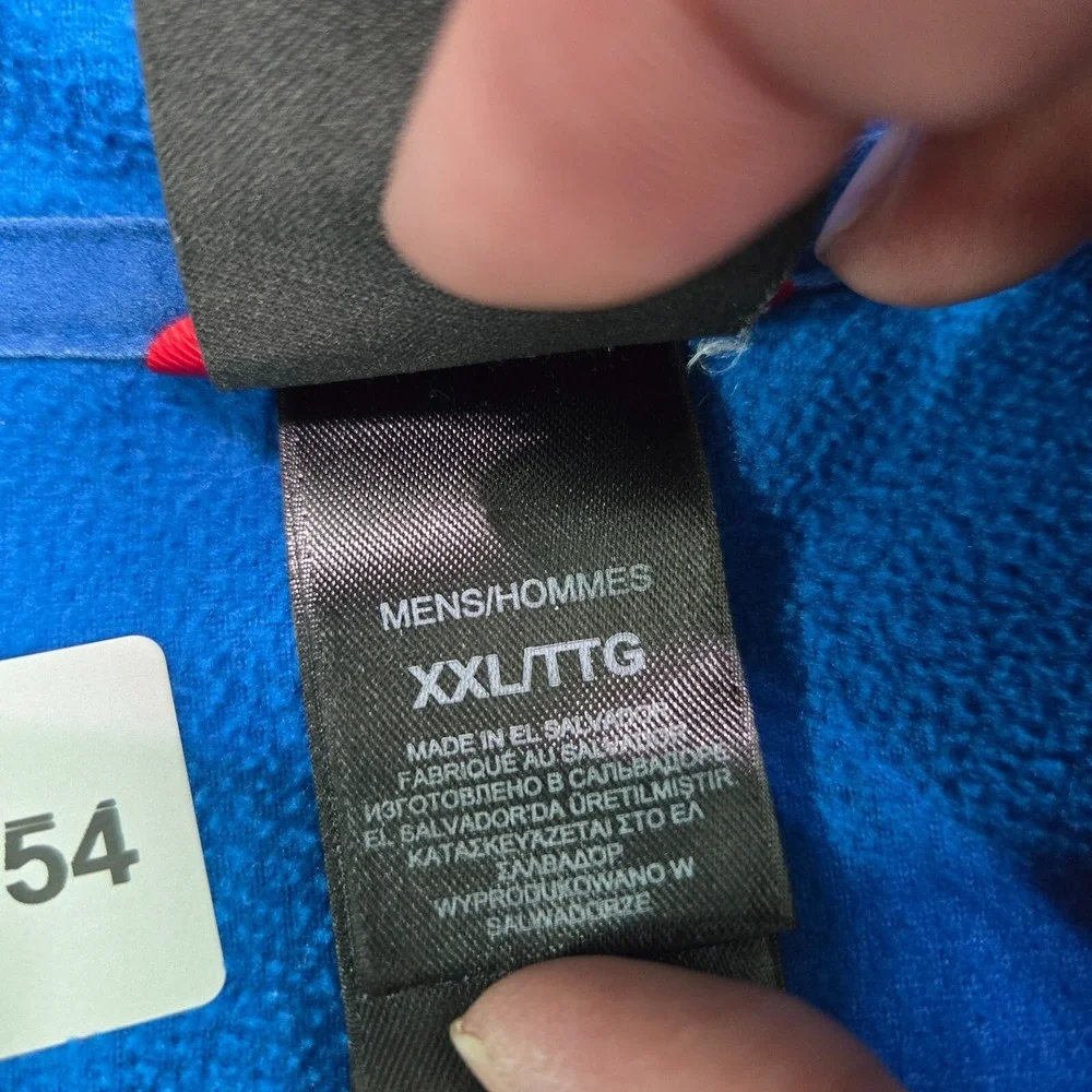 The North Face Men Sweatshirt 2XL Blue Colorblock‎ 1/2 Zip Pockets Mock Neck